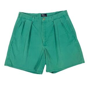 Polo Ralph Lauren 90s Y2K Men's 34 Mint Green Pleated Chino Shorts Preppy Golf